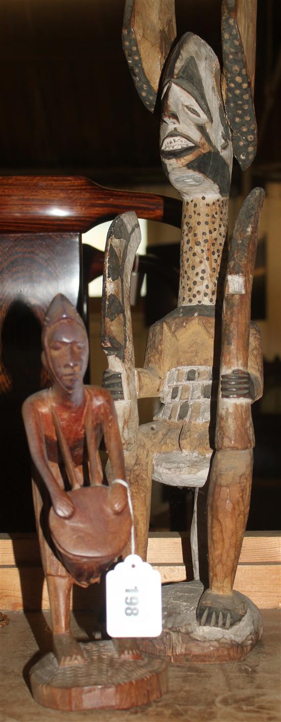 Igbo Ikenga tribal figure from Nigeria & another small African tribal figure